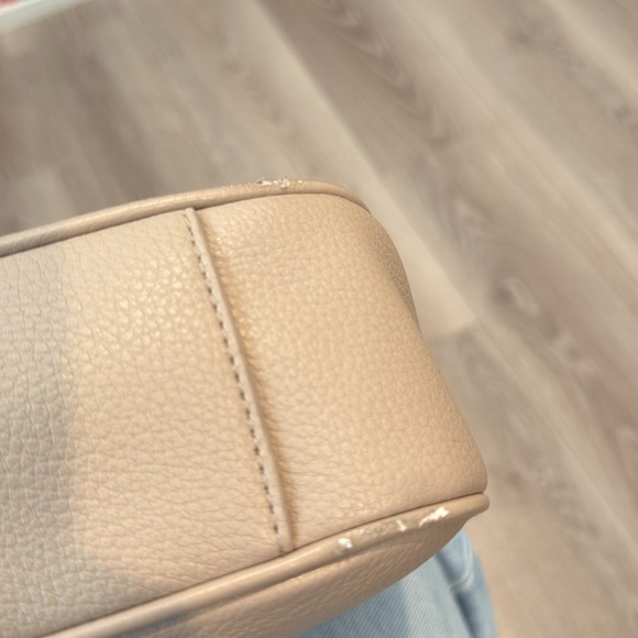 Rebecca Minkoff Lou Shoulder Bag Nude Beige Pebbled Leather Chain Crossbody - Picture 3 of 5